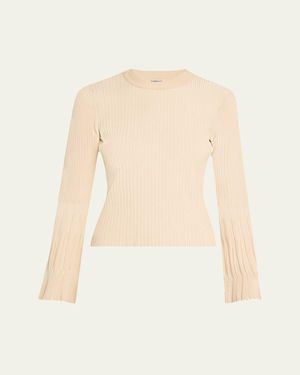 Jonathan Simkhai Aris Long-Sleeve Ribbed Top - Natural
