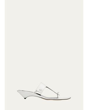 Christen 35Mm Edge Lizard-Embossed Leather T-Strap Thong Sandals - White