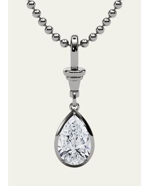 HauteCarat Pear-Shape Lab Diamond Pendant Necklace - White