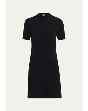 Burberry Cassidy Short-Sleeve Cashmere Button-Shoulder Mini Dress - Black