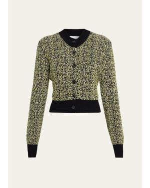 Brandon Maxwell Aubrey Melange Knit Cardigan - Green