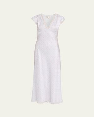 LoveShackFancy Theodore Silk-Blend Floral Maxi Dress - White