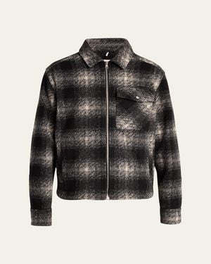 Moncler Buffalo Check Full-Zip Shirt Jacket - Black