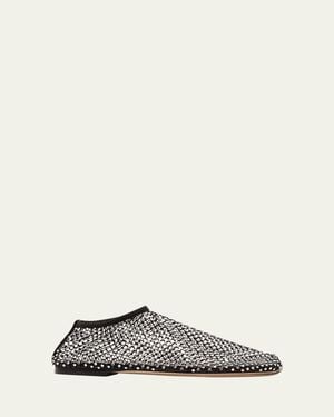 Christopher Esber Minette Crystal Net Ballerina Flats - White