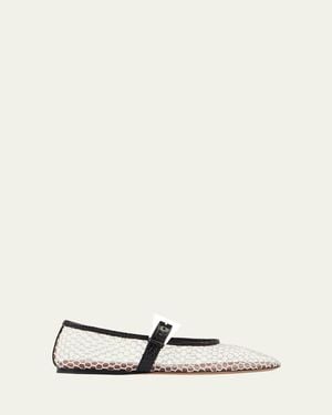 Paris Texas Sveva Net Mary Jane Ballerina Flats - Natural