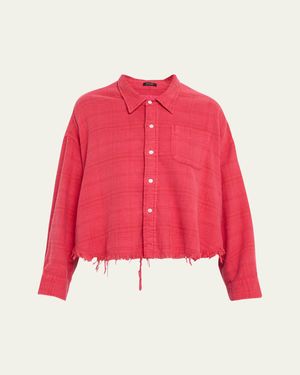 R13 Cropped Long-Sleeve Shirt - Red
