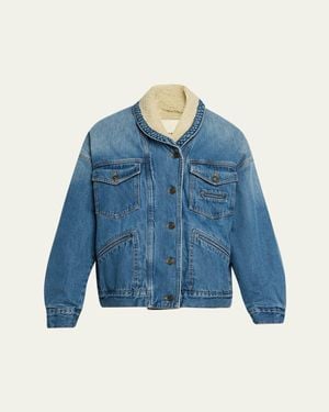 Isabel Marant Pimia Faux-Fur Lined Denim Jacket - Blue