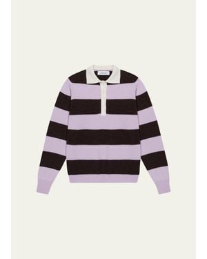 SPRWMN Striped Cashmere Polo Sweater - White