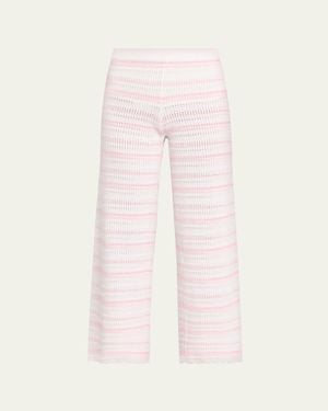 LoveShackFancy Clarabeth Striped Crochet Pants - Pink