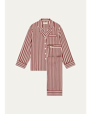 Olivia Von Halle Lila Striped Silk Pajama Set - Red