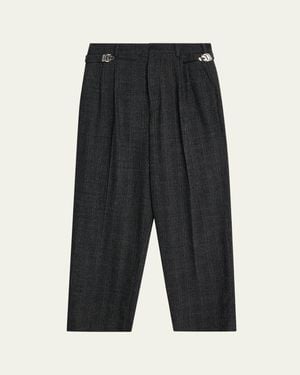 Magliano Regolatore Relaxed Wool Herringbone Pleated Pants - Gray