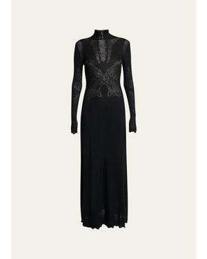 Gabriela Hearst Solace Wool Lace Knit Long-Sleeve Maxi Dress - Black