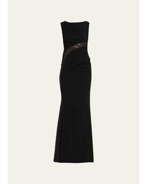 Talbot Runhof Lace-Inset Sleeveless Trumpet Evening Gown - Black