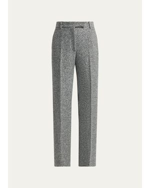 Tom Ford Sequined Broken Chevron Tweed Wide-Leg Tailored Pants - Gray