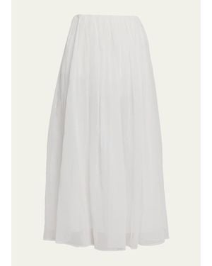 Brunello Cucinelli Cotton Organza Pull-On Midi Skirt - White