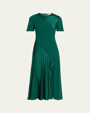 Diane von Furstenberg Araminta Bias-Cut Stretch Satin Midi Dress - Green