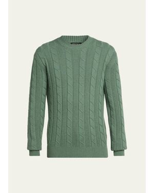 ZEGNA 7Gg Oasi Cashmere Cable Crewneck Sweater - Green