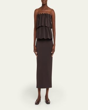 marchesa midi dress Draped Bodice Crepe Midi Dress