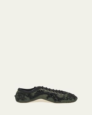 Dries Van Noten Embroidered Ballerina Sneakers - Black