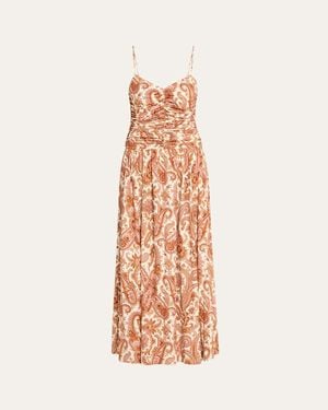 Cara Cara Azalea Paisley-Print Ruched Midi Dress - Pink