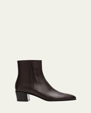 Gianvito Rossi Glove Leather Block-Heel Booties - White