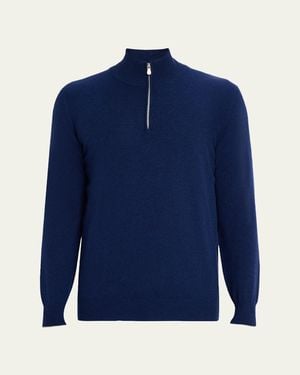 Brunello Cucinelli Cashmere Quarter-Zip Sweater - Blue