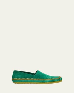 Loewe Rio Suede And Raffia Espadrilles - Green