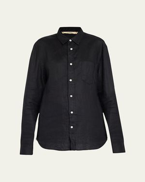 THE SALTING Classic Linen Button-Front Shirt - Blue