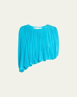 Ronny Kobo Chelly Sleeveless Asymmetric Draped Jersey Top - Blue