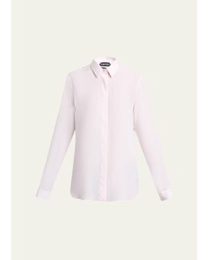 Tom Ford Silk Crepe De Chine Button-Down Blouse - Pink