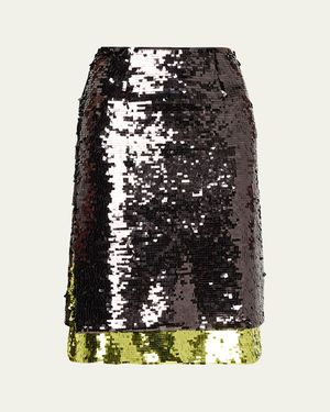 16Arlington Nyla Sequined Knee-Length Skirt - Black