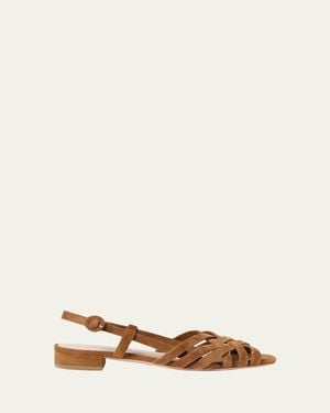 Loeffler Randall Shelly Suede Slingback Sandals - Natural