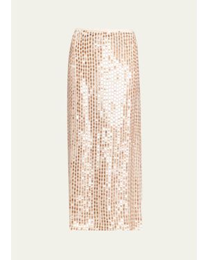 Zankov Sequined Silk Maxi Skirt - Natural