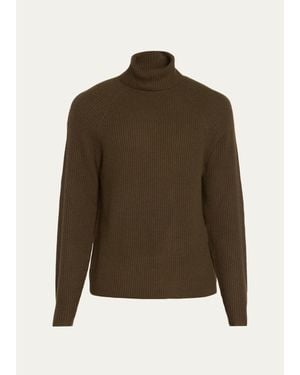 Gabriela Hearst Rib-Knit Cashmere Turtleneck Sweater - Brown