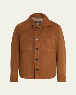 Loro Piana Evandro Leather Overshirt - Brown
