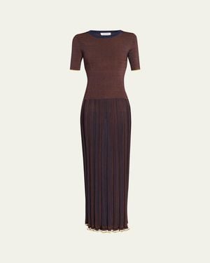 Zankov Gago Fine Rib Short-Sleeve Maxi Dress - Blue