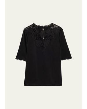 Kobi Halperin Frankie Lace-Inset Satin Back Crepe Blouse - Black