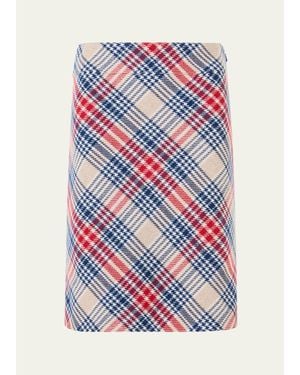 Akris Punto Check Wool-Blend Mini Skirt - White