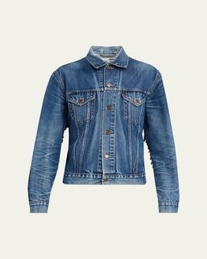 RE/DONE Levi's Denim Fringe Trucker Jacket - Blue