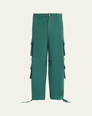 ERL Cotton Zip-Off Wide Leg Cargo Pants - Green