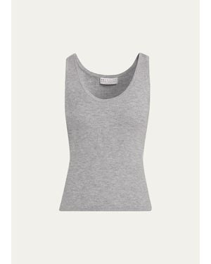 Brunello Cucinelli Sparkle Rib Knit Tank Top - Gray