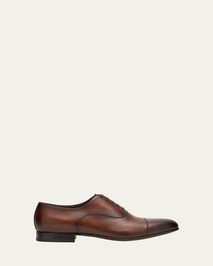Santoni Darian Calfskin Leather Oxfords - Brown