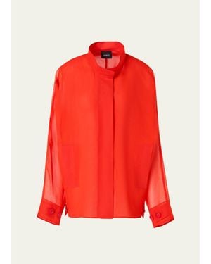 Akris Huma Silk Georgette Oversized Parka Jacket - Red