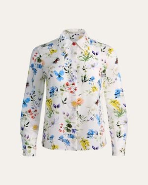 Alice + Olivia Willa Placket Top - White