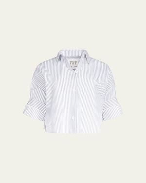 Twp Next Ex Striped Cropped Shirt - Blue