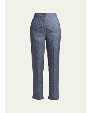 Giorgio Armani Denim-Effect Silk Pants - Blue