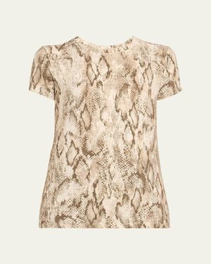 L'Agence Ressi Short-Sleeve Snake Tee - Natural