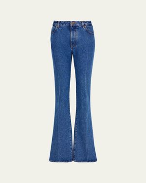 Balmain High-Rise Tailored Boot-Cut Jeans - Blue