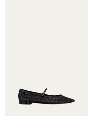 Gianvito Rossi Strass Organza Mary Jane Ballerina Flats - White