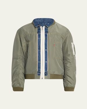 Sacai X Levi's Denim And Nylon Twill Reversible Blouson - Green